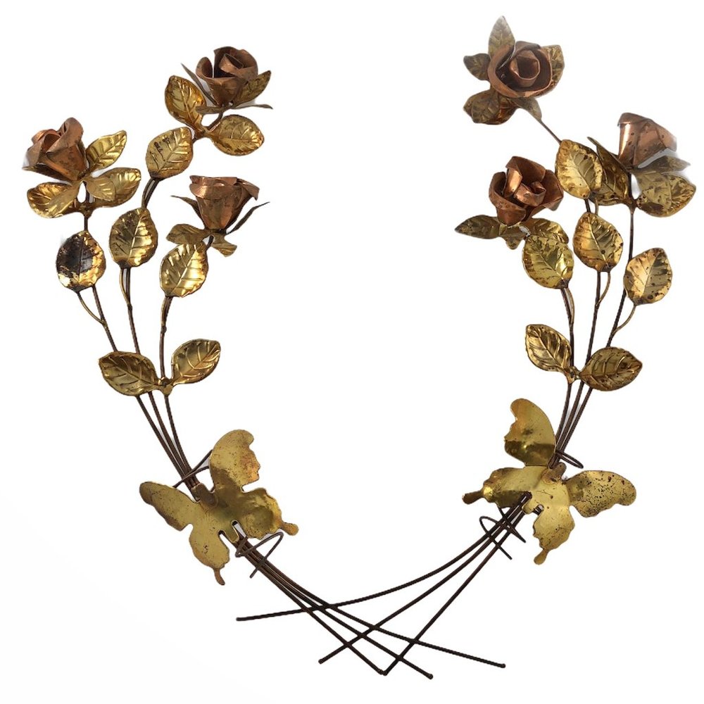 Vintage Brass and Copper Floral Boho Wall Decor